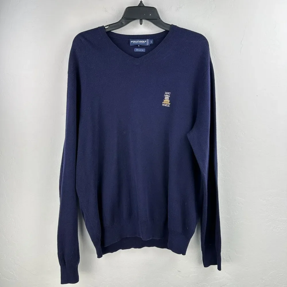 Polo Golf Ralph Lauren Sweater Men Large Blue Preppy Luxury Golf Business Casual
